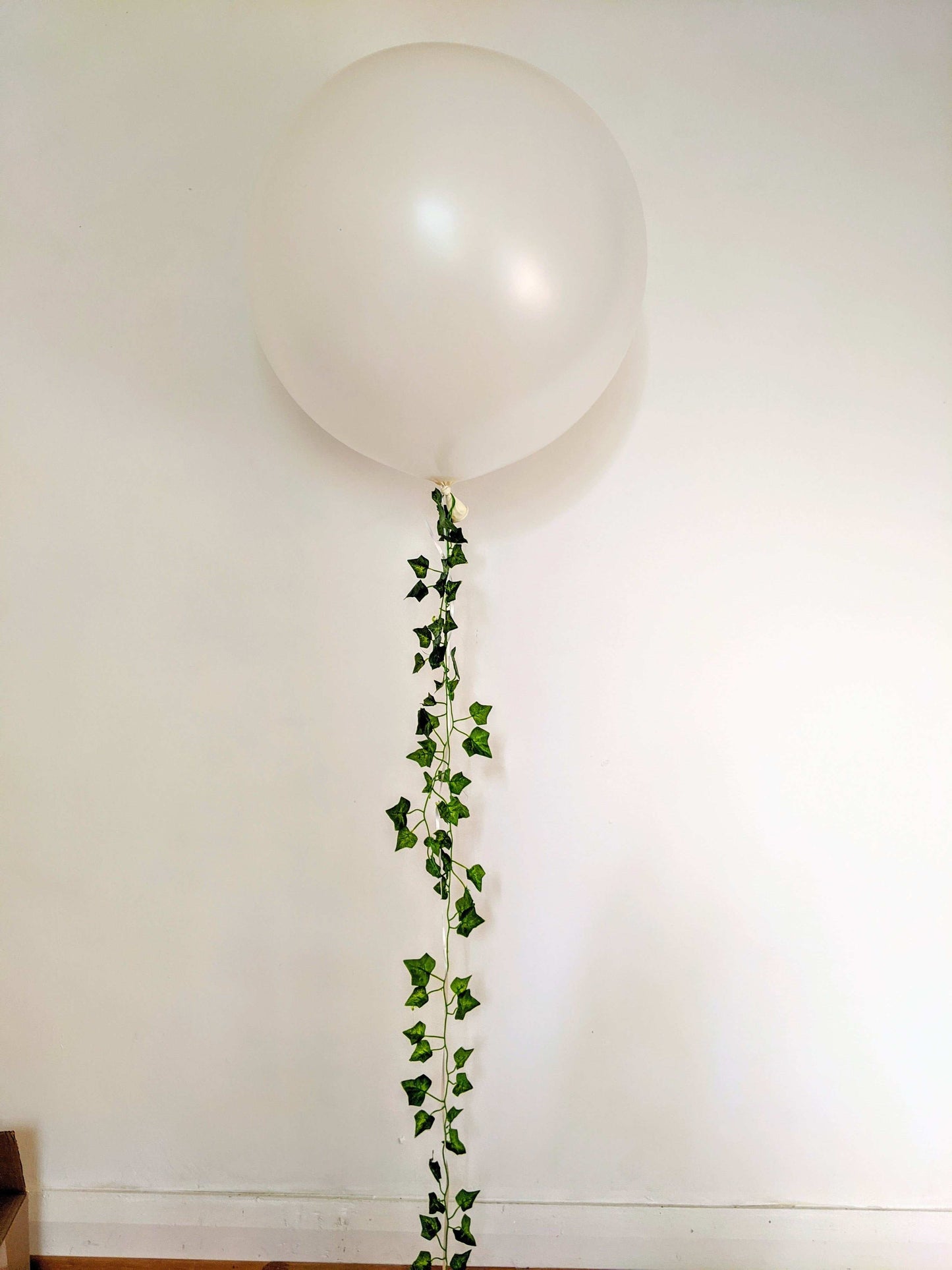 Jumbo White Balloon with Ivy Tassel - Balloon Shop