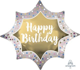 HBD Satin Gold Burst