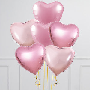 6 Bunch of Baby Pink Hearts - Balloon Shop