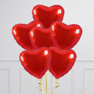 6 Bunch of Red Hearts - Balloon Shop