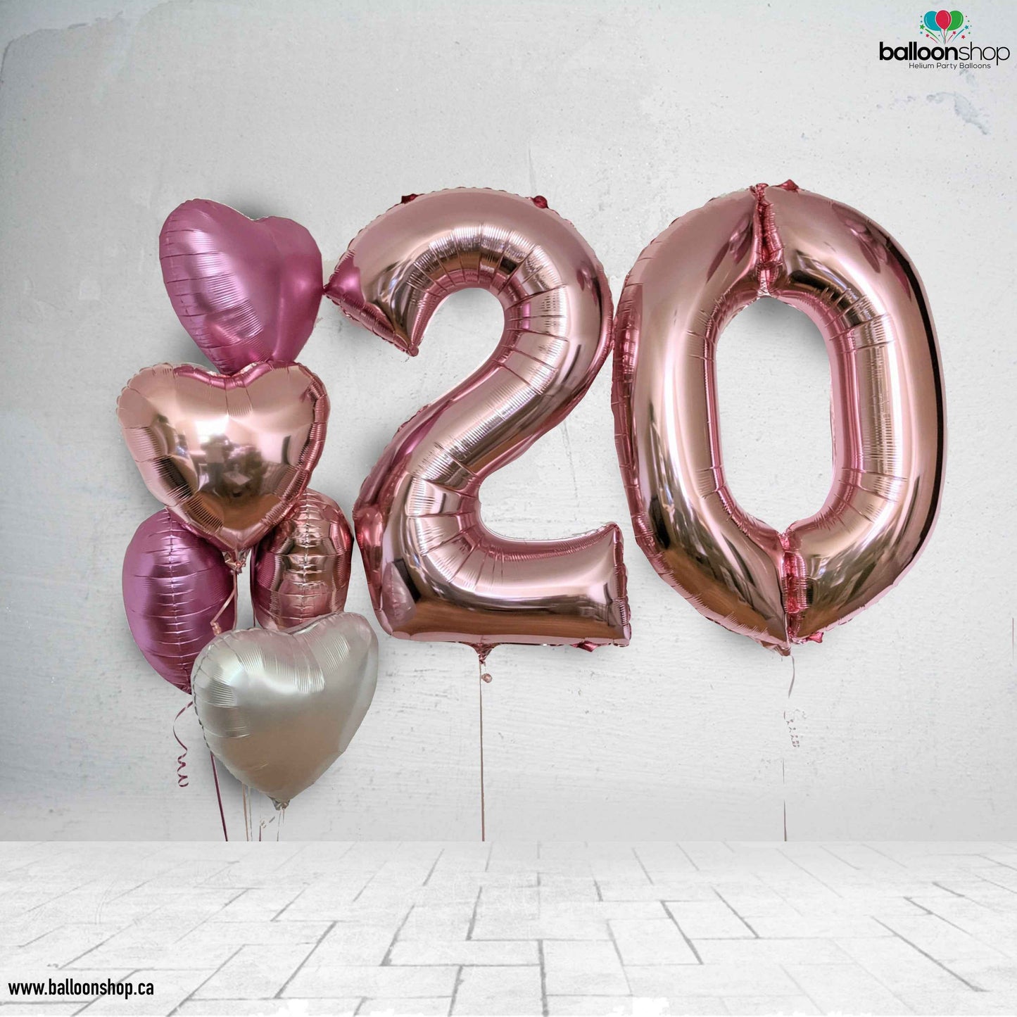 Jumbo Numbers 2 Digit with Bunch of Hearts - Balloon Shop