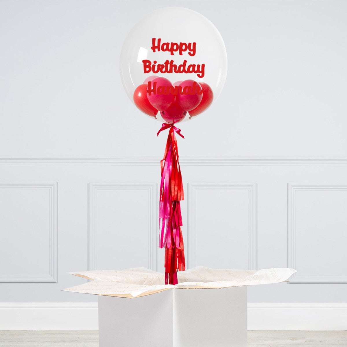 Personalized Pink and Red Bubble Balloon