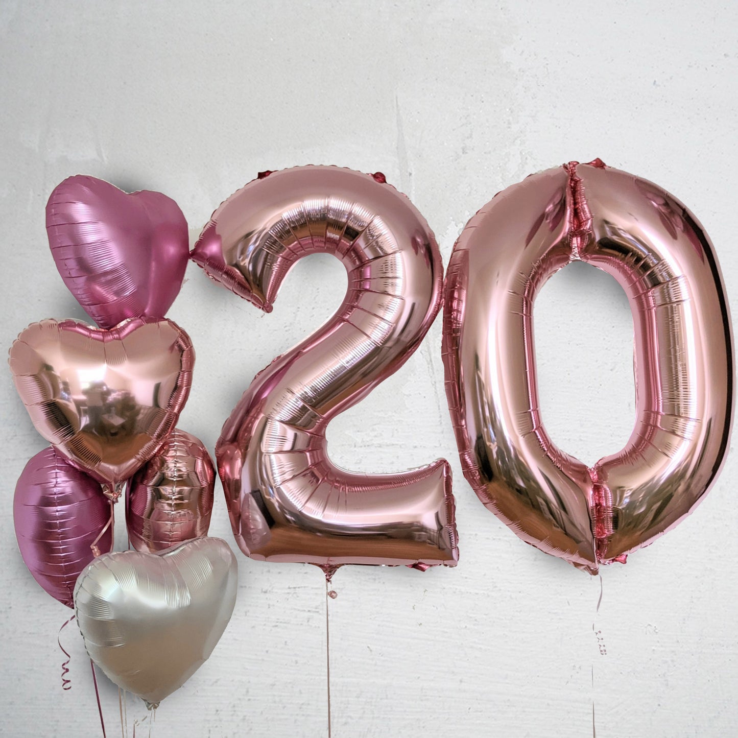 pink and white hearts balloons ,20th birthday balloons,