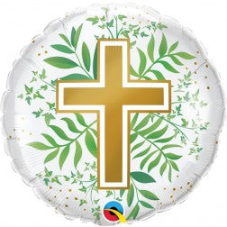 Golden Cross & Greenery Baptism - Balloon Shop