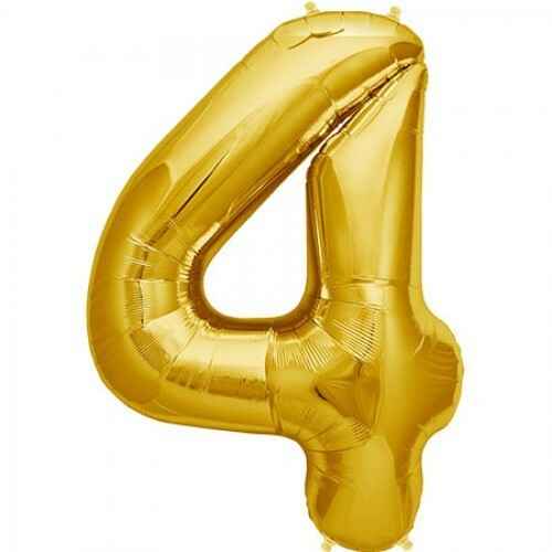 Number 4 - Gold - Balloon Shop