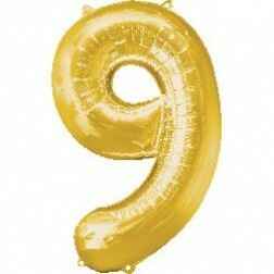 Number 9 - Gold - Balloon Shop