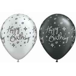 Happy Birthday Black & Silver - Balloon Shop