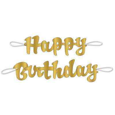HBD Script Banner - Gold