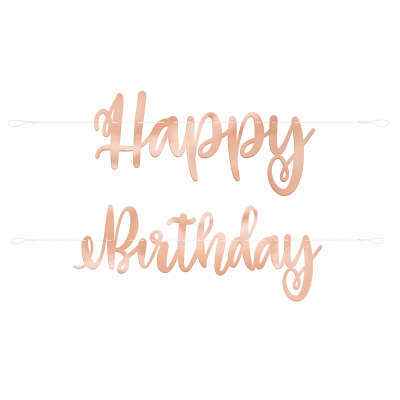 HBD Script Banner -Rose Gold - Balloon Shop