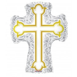 Elegant Cross Gold Baptism - Balloon Shop
