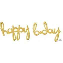 Happy Birthday Script Banner - Gold - Balloon Shop