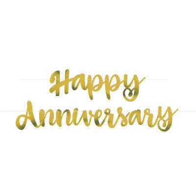 Happy Anniversary Banner - Gold - Balloon Shop