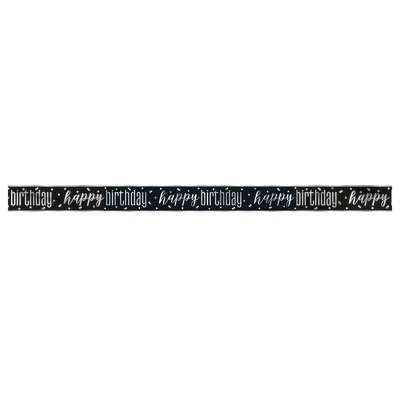 Happy Birthday Banner - Black & Silver - Balloon Shop