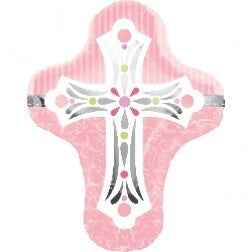Elegant Cross Pink Baptism - Balloon Shop
