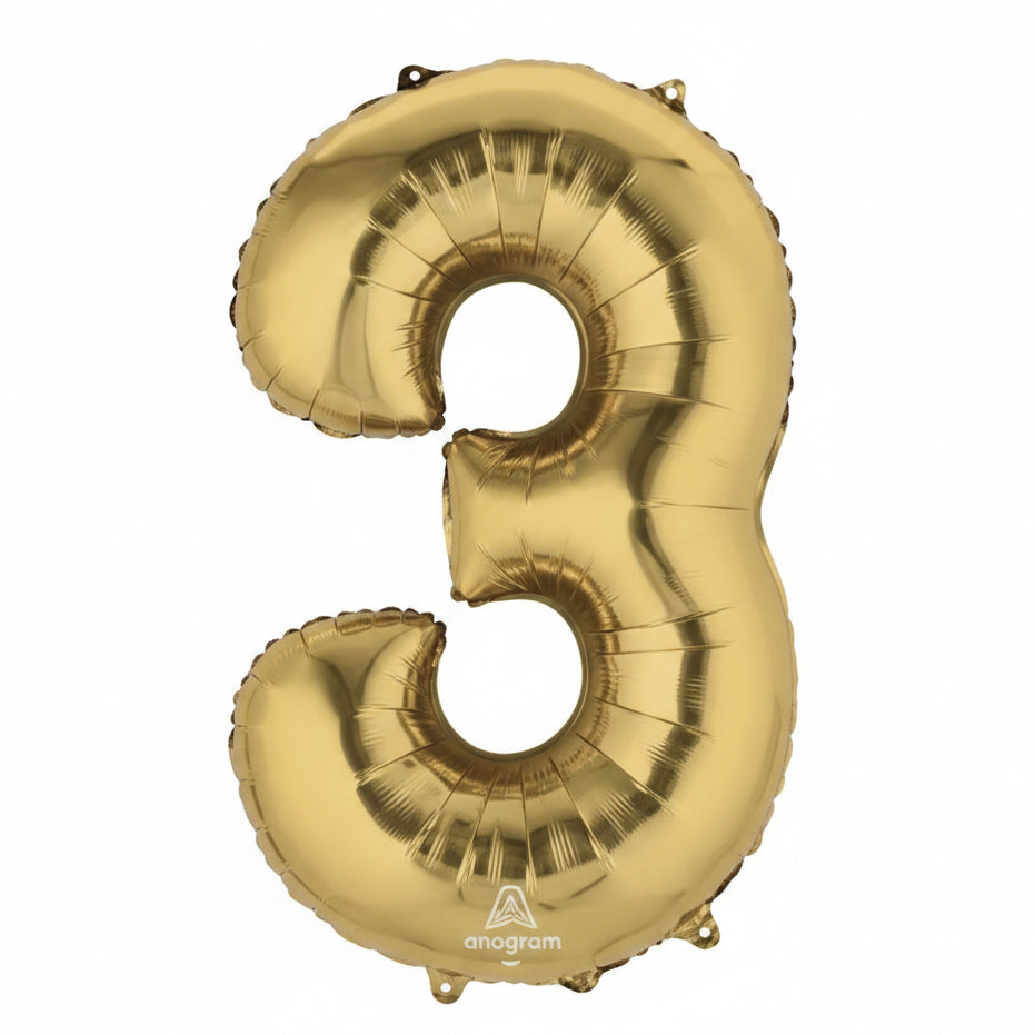 Number 3 - White Gold - Balloon Shop