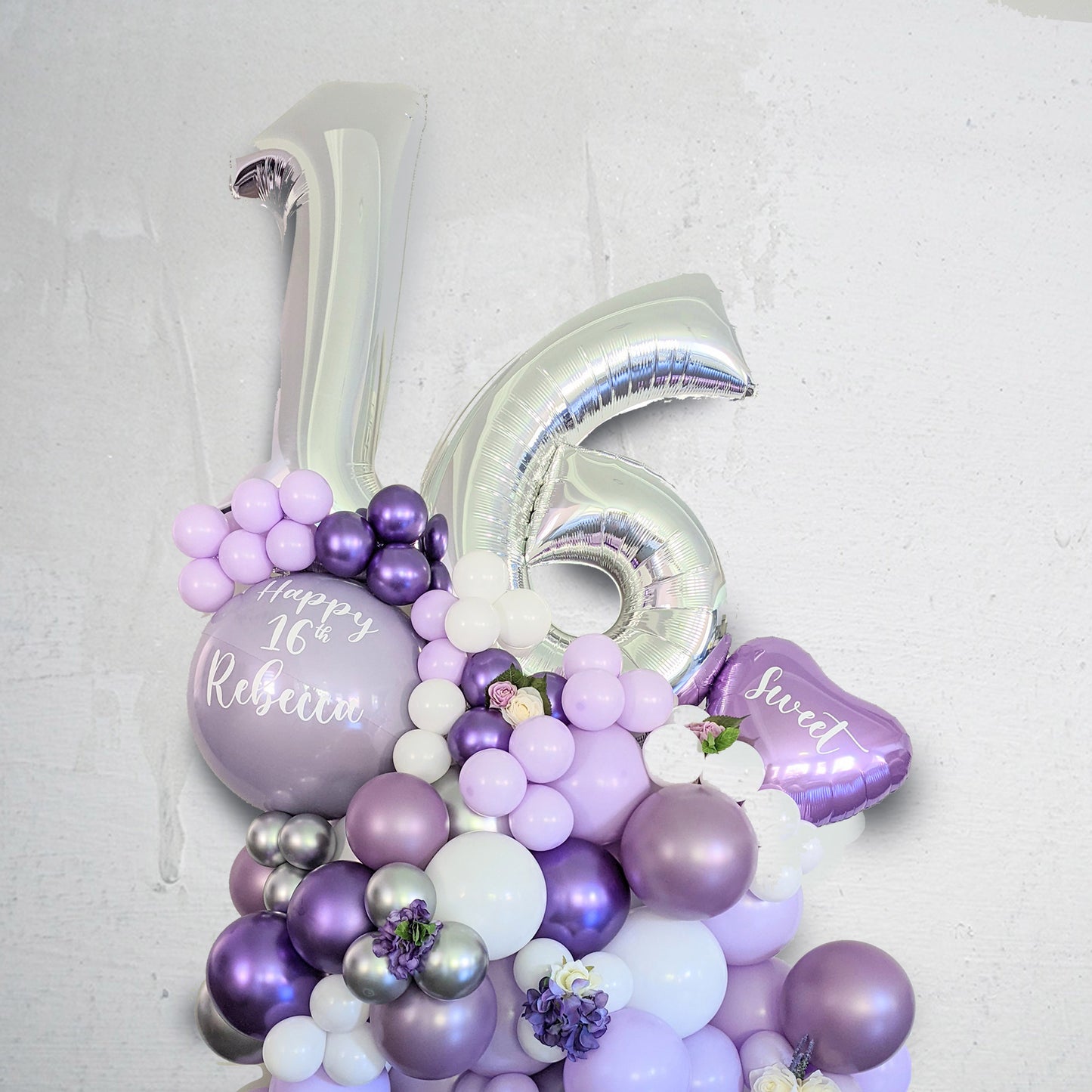 Purple, Silver and white Balloons