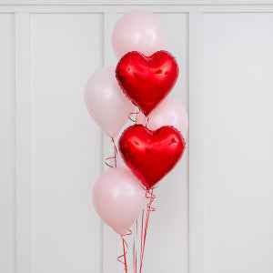 Valentine Red Hearts and Pink Bouquet