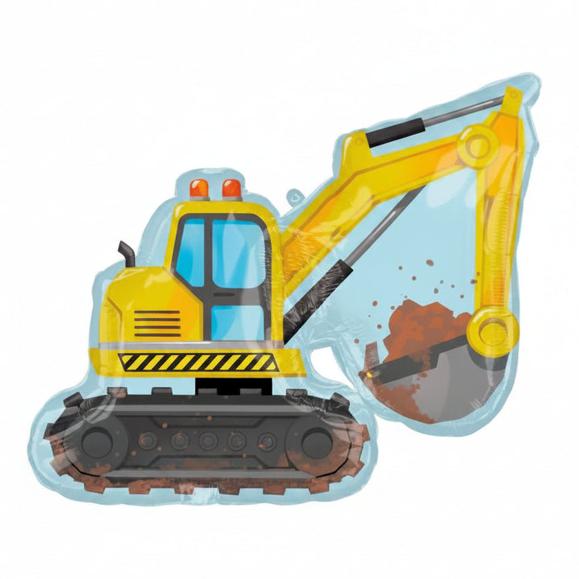 Toy excavator with a white background