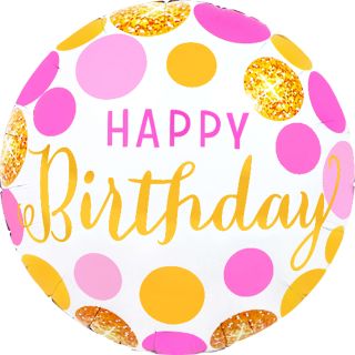 Birthday Pink and Gold Polka Dots
