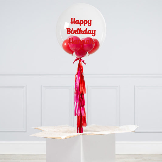 Personalized Pink and Red Bubble Balloon