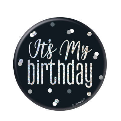 My Birthday Badge - Glitz Black & Silver
