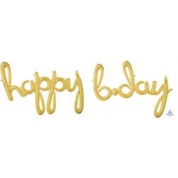 Happy Birthday Script Banner - Gold
