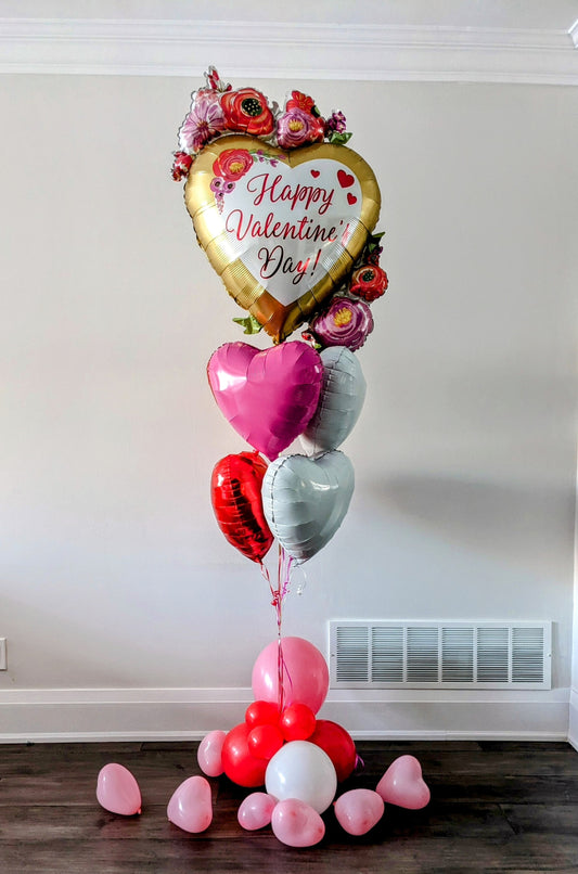 Cute Valentine Gift Balloon - Bouquet of pink heart-shaped